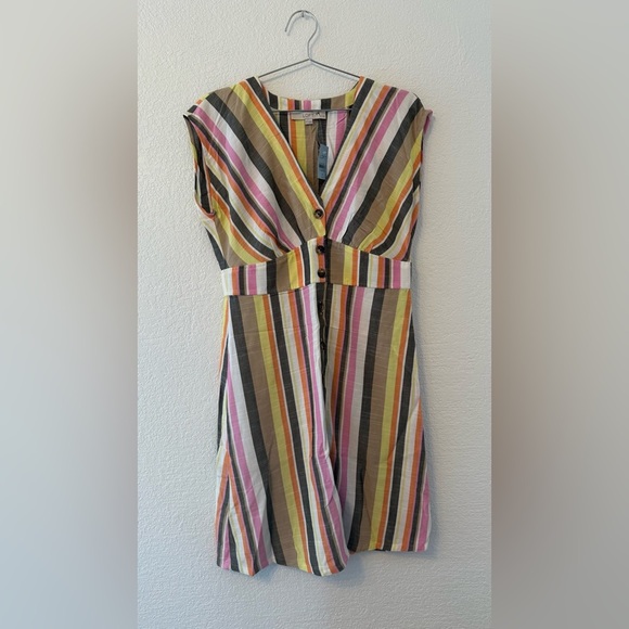 New LOFT Colorful Buttoned Sundress Cap Sleeves, V-neck Size 6 Petite - Picture 4 of 10